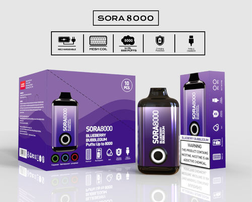 Sora 8000 original, cigarrillo desechable con puerto de carga tipo C.