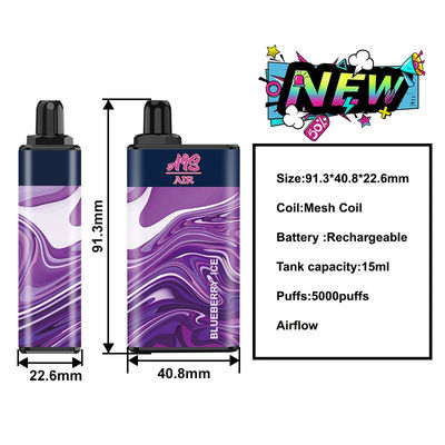 vaina disponible 950mah del soplo del Cig de 15ml 5000puffs Mesh Coil E de Vape del hielo grande del arándano