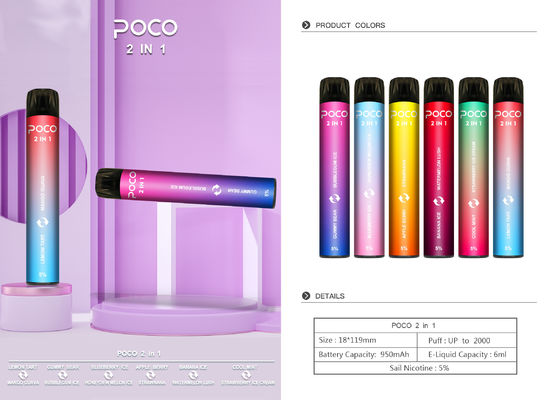 POCO 2 en 1 soplos Vape disponible de la barra del soplo mini 2000 no mecánico