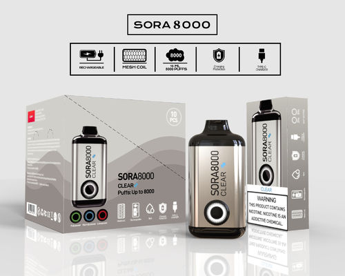 Sora 8000 original, cigarrillo desechable con puerto de carga tipo C.