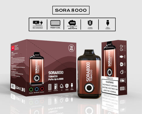 14 ml 8000 bocanadas Precargados cigarrillos de vapor desechables Sora 650mah tipo-C recargable