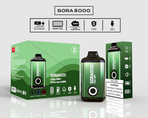 14 ml de jugo precargado 0 mg/20 mg/50 mg Caja desechable Gran vaporizador Sora 8000 vaporizadores
