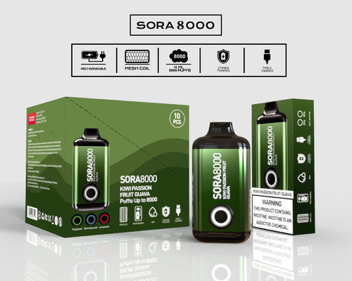 Sora 8000 Puff Cargador de cigarrillos electrónicos mezcla de frutas Falvores pluma de vapor desechable