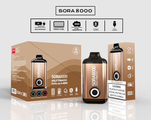 14 ml 8000 bocanadas Precargados cigarrillos de vapor desechables Sora 650mah tipo-C recargable