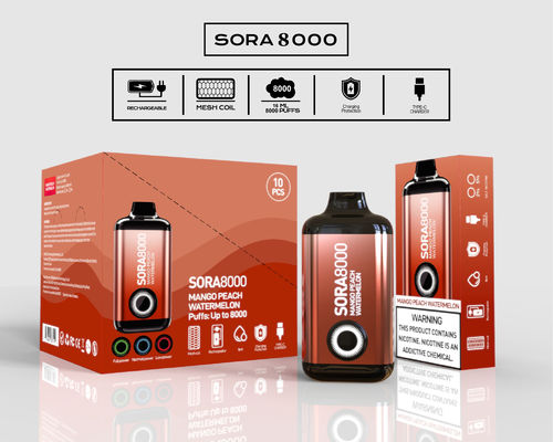 Sora 8000 original, cigarrillo desechable con puerto de carga tipo C.