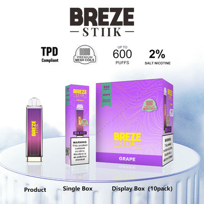 600Puffs Vape Pen desechable con 2% de níquel para la experiencia de vapeo en caja de visualización