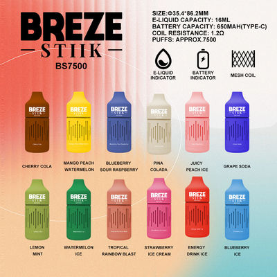 Vape desechable precargado 200pcs/cargón 10pcs/caja 7500 Puff para el rendimiento