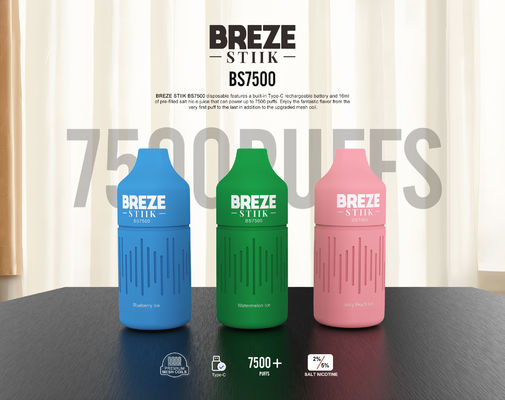 BREZE STIIK BS7500 Vapor desechable de 16 ml Indicador de batería Indicador de líquido