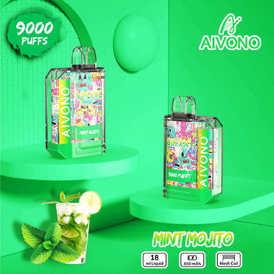 650mAh 0%/2%/3%5% de nicotina precargados Vapor de un solo uso 9000